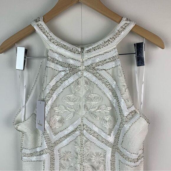 NWT Lulus Tell Me Everything White Beaded Sequin Halter Maxi Dress Size XLarge - Picture 8 of 13